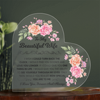 TO MY BEAUTIFUL WIFE ACRYLIC HEART PLAQUE