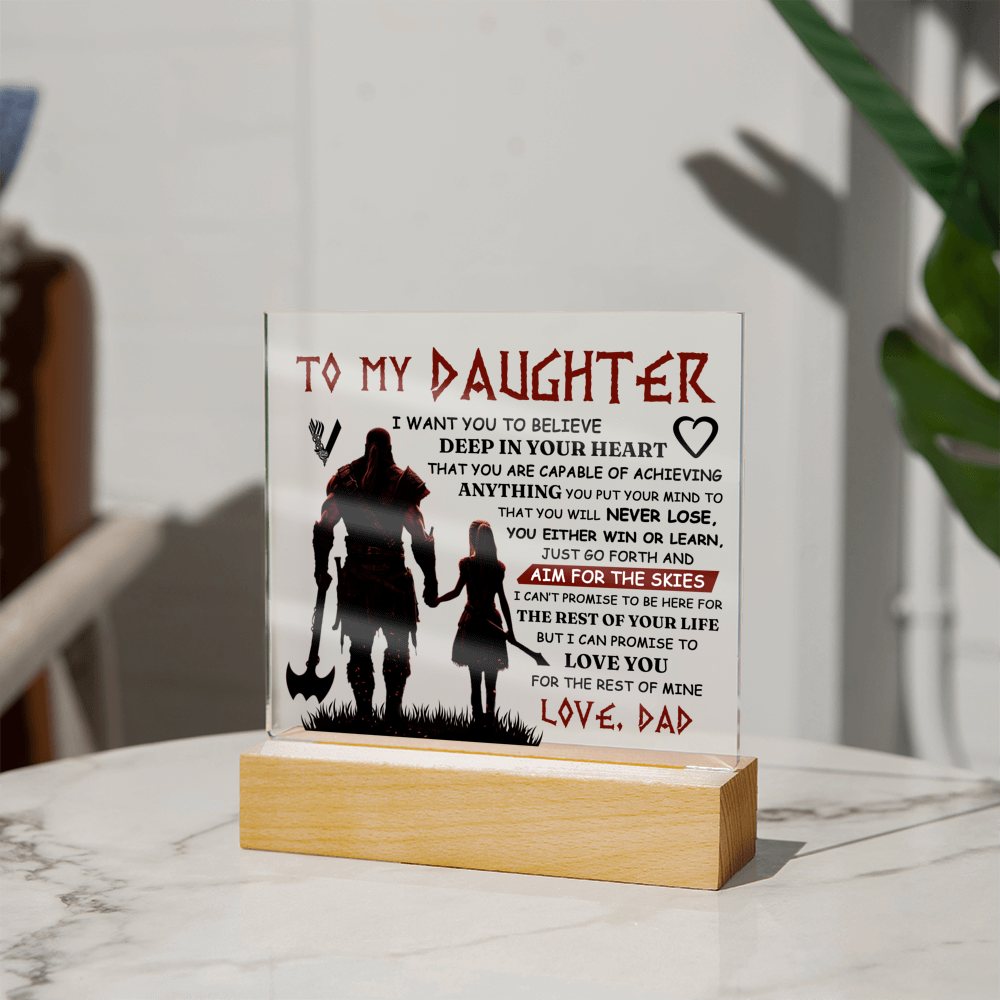 TO MY DAUGHTER VIKING SQUARE ACRYLIC PLAQUE